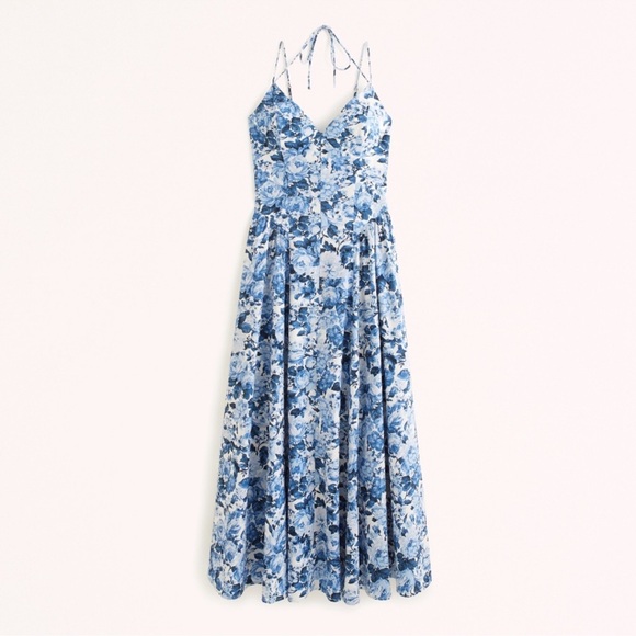 Abercrombie & Fitch Blue Floral Drop Waist Maxi Dress - Picture 5 of 10